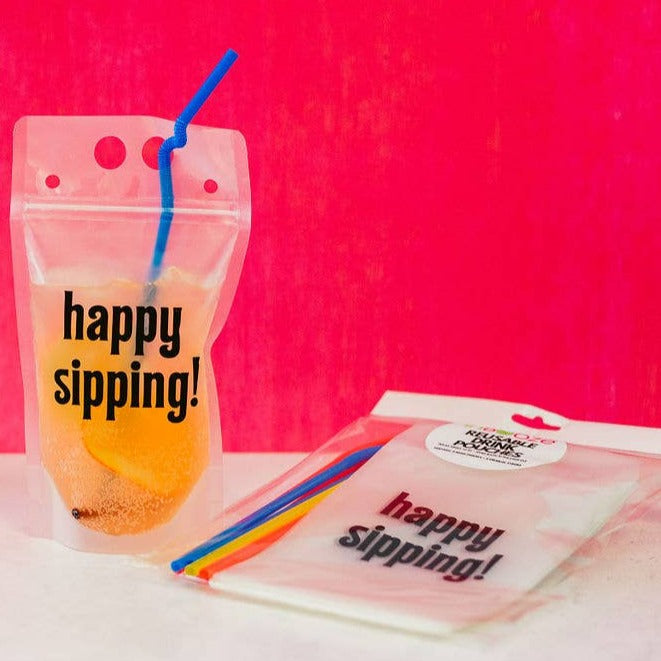 InBooze Reusable Drink Pouches - Happy Sipping